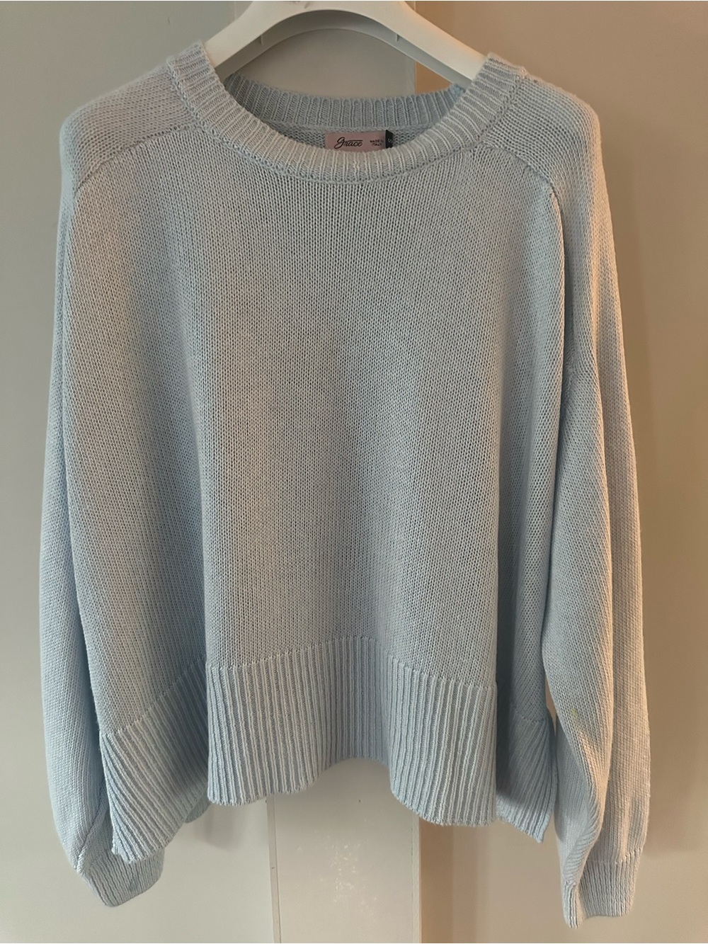 GRACE MADE IN ITALY ICE BLUE  LOOSE FIT  BOXY SPRING COTTON SWEATER SZ SM